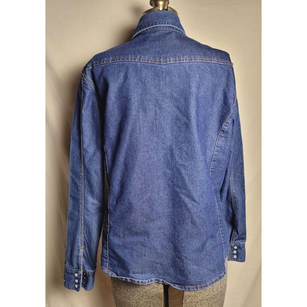 Levi's Western Pearl Snap Button Up Shirt‎ Womens Large L Dark Wash Denim - Picture 6 of 16